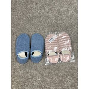 VIFUUR House Slippers 2 Pair Bundle Blue Pink Striped Size 38/39 Womens 7.5-8.5